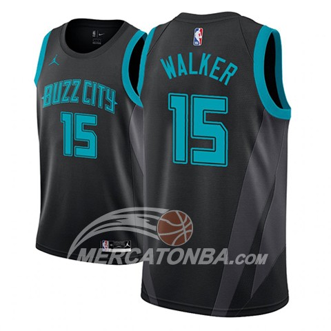 Maglia NBA Charlotte Hornets Kemba Walker Ciudad 2018-19 Nero